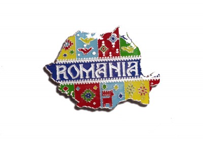 Magnet metalic harta României motive Magnet metalic harta României motive